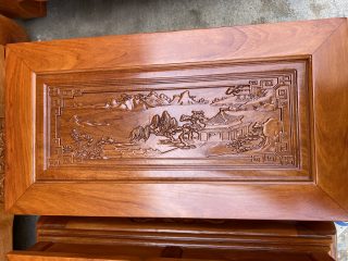 Bộ bàn ghế Âu Á chương voi 6 món gỗ hương đá (Anh Hiệp, Bắc Giang)