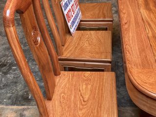 Bàn ghế ăn chữ nhật bo góc bộ 8 ghế gỗ hương đá siêu vân (Anh Kiên, Sơn Tây)