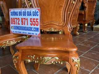 Bộ bàn 6 ghế ăn Hoàng Gia dát vàng sang trọng (Chú Trường, Hà Nội)