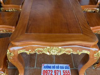 Bộ bàn 6 ghế ăn Hoàng Gia dát vàng sang trọng (Chú Trường, Hà Nội)
