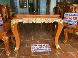 Bộ bàn 6 ghế ăn Hoàng Gia dát vàng sang trọng (Chú Trường, Hà Nội)