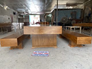 Bàn ghế ăn K3 gỗ cẩm vàng giả nguyên khối vân veo cực đẹp