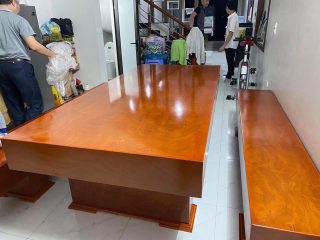 Bộ bàn ghế ăn K3 giả nguyên khối gỗ xoan đào (Anh Chung, Hà Nội)