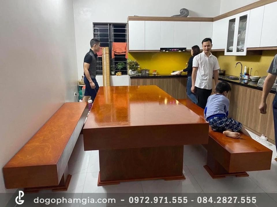 Bộ bàn ghế ăn K3 giả nguyên khối gỗ xoan đào (Anh Chung, Hà Nội ...
