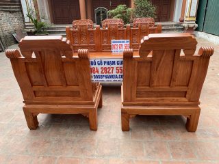 Bộ bàn ghế Âu Á chương voi tay voi nguyên khối gỗ hương đá (Chú Thông, Hải Phòng)