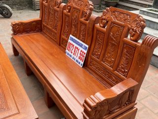 Bộ bàn ghế Âu Á chương voi tay voi nguyên khối gỗ hương đá (Chú Thông, Hải Phòng)