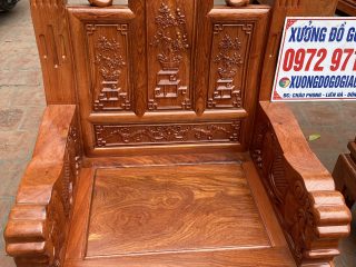 Bộ bàn ghế Âu Á chương voi tay voi nguyên khối gỗ hương đá (Chú Thông, Hải Phòng)