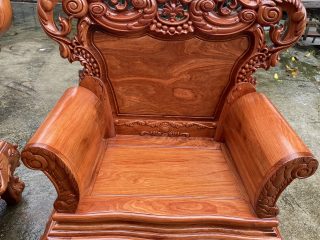 Bộ bàn ghế Hoàng Gia 10 món vách trơn bàn đục tứ linh siêu đẹp (Anh Đức, Thanh Hóa)