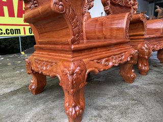 Bộ bàn ghế Hoàng Gia 10 món vách trơn bàn đục tứ linh siêu đẹp (Anh Đức, Thanh Hóa)