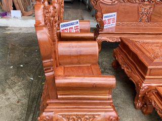 Bộ bàn ghế Hoàng Gia 10 món vách trơn bàn đục tứ linh siêu đẹp (Anh Đức, Thanh Hóa)