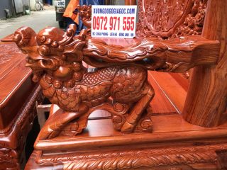 Bộ bàn ghế nghê rồng phong thủy hàng đục tay đẳng cấp (Anh Huy, Bắc Giang)