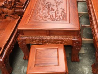 Bộ bàn ghế nghê rồng phong thủy hàng đục tay đẳng cấp (Anh Huy, Bắc Giang)