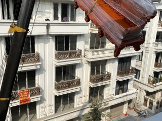 Bộ bàn ghế phòng khách gỗ hương đá mẫu Hoàng Gia chân 16cm 6 món (Chị Loan, Quảng Ninh)