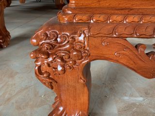 Bộ bàn ghế rồng khuỳnh nghê đỉnh 12 món gỗ hương đá (Chú Sự, Nam Định)
