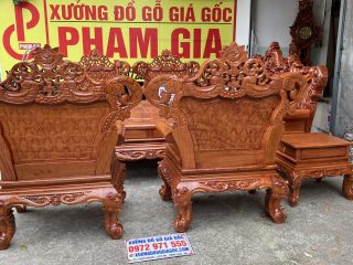 Bộ bàn ghế Hoàng Gia 10 món gỗ hương đá (Anh Mạnh, Hà Tĩnh)