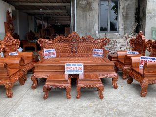 Bộ bàn ghế Hoàng Gia 10 món gỗ hương đá (Anh Mạnh, Hà Tĩnh)