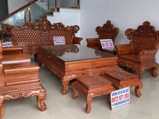 Bộ bàn ghế Hoàng Gia 10 món gỗ hương đá (Anh Mạnh, Hà Tĩnh)