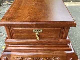 Bộ bàn ghế Hoàng Gia v3 chân 14cm gỗ hương đá đục sâu 1.5cm (Chú Tiệp, Bắc Ninh)