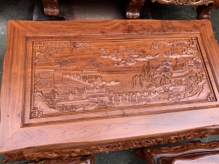 Bộ bàn ghế Louis Hoàng Gia vách trơn 6 món gỗ hương đá (Anh Thiên, Hà Nội)