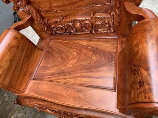 Bộ bàn ghế Louis Hoàng Gia vách trơn 6 món gỗ hương đá (Anh Thiên, Hà Nội)