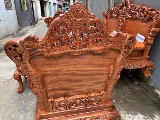 Bộ bàn ghế Louis Hoàng Gia vách trơn 6 món gỗ hương đá (Anh Thiên, Hà Nội)