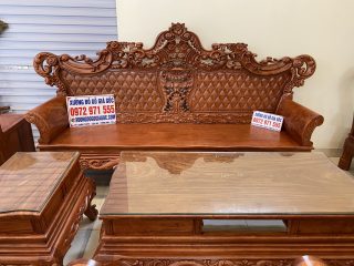 Bộ bàn ghế Hoàng Gia 6 món gỗ hương đá mặt ván tràn (Anh Tân, Vĩnh Phúc)