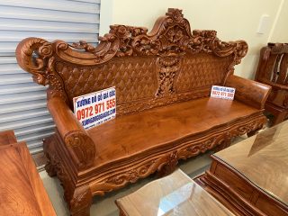 Bộ bàn ghế Hoàng Gia 6 món gỗ hương đá mặt ván tràn (Anh Tân, Vĩnh Phúc)