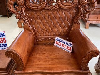 Bộ bàn ghế Hoàng Gia 6 món gỗ hương đá mặt ván tràn (Anh Tân, Vĩnh Phúc)
