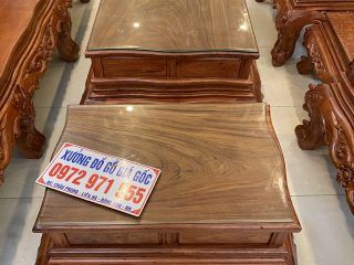 Bộ bàn ghế Hoàng Gia 6 món gỗ hương đá mặt ván tràn (Anh Tân, Vĩnh Phúc)