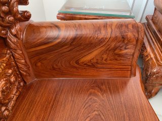 Bộ bàn ghế phòng khách gỗ hương đá mẫu Hoàng Gia chân 16cm 6 món (Chị Loan, Quảng Ninh)