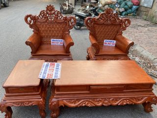 Bộ bàn ghế Hoàng Gia 5 món gỗ hương đá hàng đặt của chị Nga, Vũng Tàu