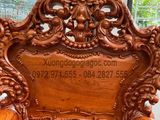 Bộ bàn ghế Hoàng Gia v5 chân 16cm gỗ hương đá đục 2 mặt siêu đẹp (Bác Phúc, Hà Nam)