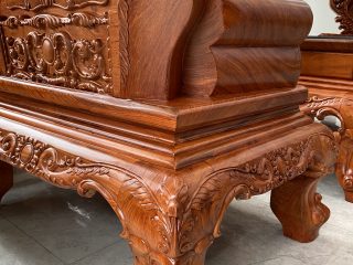 Bộ bàn ghế Hoàng Gia v5 chân 16cm gỗ hương đá đục 2 mặt siêu đẹp (Bác Phúc, Hà Nam)