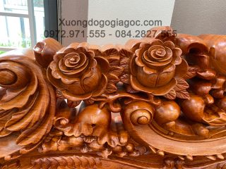 Bộ bàn ghế Hoàng Gia v5 chân 16cm gỗ hương đá đục 2 mặt siêu đẹp (Bác Phúc, Hà Nam)
