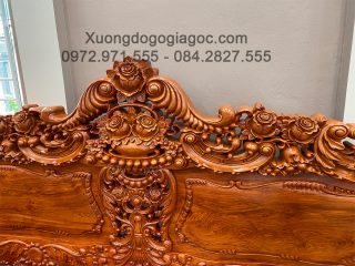 Bộ bàn ghế Hoàng Gia v5 chân 16cm gỗ hương đá đục 2 mặt siêu đẹp (Bác Phúc, Hà Nam)