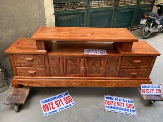 Kệ tivi phẳng gỗ hương đá siêu vân dài 2m (Chị Nguyệt, Hà Nam)