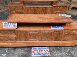 Kệ phẳng 2m6 mẫu trơn gỗ hương đá hàng đẹp siêu vân (Chú Tạo, Điện Biên)