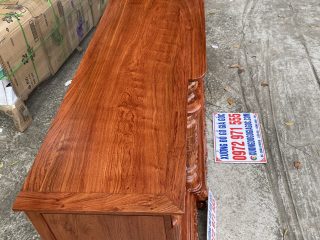 Kệ tivi 2m4 cột nho con sóc gỗ hương đá đục tứ quý siêu đẹp (Chị Thủy, Nam Định)