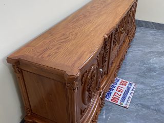 Kệ tivi 2m4 mẫu đục hoa hồng kênh bong siêu đẹp (Anh Thông, Quảng Ninh)