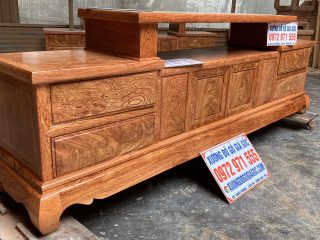 Kệ tivi trơn 2m4 gỗ hương đá hàng siêu đỉnh cao (Anh Hòa, Hà Nội)