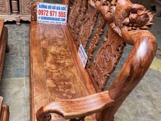 Bộ bàn ghế Minh quốc đào tay cột 12 mặt nu hương cực đẹp (Anh Bình, Bắc Ninh)