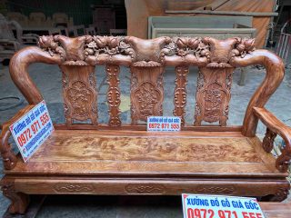 Bộ bàn ghế Minh quốc đào tay cột 12 mặt nu hương cực đẹp (Anh Bình, Bắc Ninh)