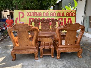 Bộ bàn ghế Minh quốc voi chiến tay 12 gỗ hương đá (Anh Tòng, Hà Giang)