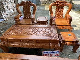 Bộ bàn ghế Minh quốc voi chiến tay 12 gỗ hương đá (Anh Tòng, Hà Giang)