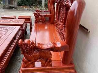 Bộ bàn ghế nghê đỉnh phượng hóa 9 món gỗ hương đá (Anh Lộc, Hà Nội)
