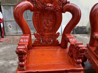 Bộ bàn ghế nghê đỉnh phượng hóa 9 món gỗ hương đá (Anh Lộc, Hà Nội)