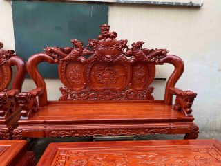 Bộ bàn ghế nghê đỉnh phượng hóa 9 món gỗ hương đá (Anh Lộc, Hà Nội)