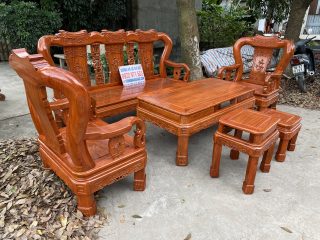 Bộ bàn ghế Minh quốc triện gỗ hương đá 6 món (Anh Đoàn, Bắc Giang)
