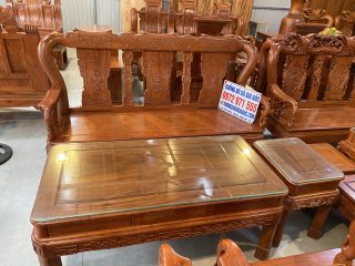 Bộ bàn ghế 6 món mẫu Minh quốc triện gỗ hương đá tay cột 10 (Anh Tài, Hà Nội)