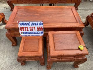 Bộ bàn ghế 6 món Minh quốc voi tay cột 12 gỗ hương đá (Chú Dũng, Nghệ An)